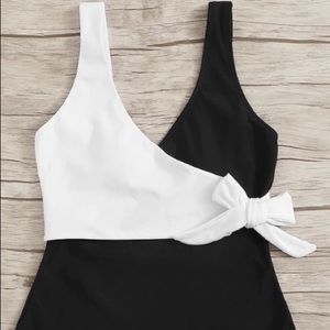 White/Black One Piece Swimsuit